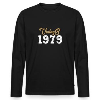Millésime 1979 - T-shirt manches longues Premium bio Homme - noir - Devant - Nico (187cm)