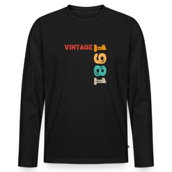 Vintage 1981 - Men's Premium Organic Long Sleeve Shirt - black - Front - Nico (187cm)