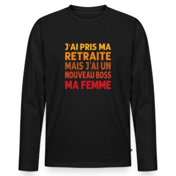 I Retired But I Have A New My Wife - Men's Premium Organic Long Sleeve Shirt - black - Front - Nico (187cm)