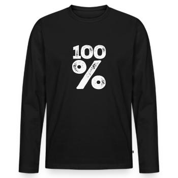 100% - Men's Premium Organic Long Sleeve Shirt - black - Front - Nico (187cm)