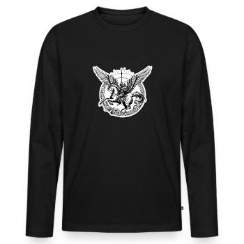 ein Engel, der mit einem Schwert bewaffnet ist - Männer Premium Bio Langarmshirt - Schwarz - Vorne - Nico (187cm)
