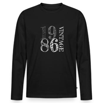 1986 Vintage - Men's Premium Organic Long Sleeve Shirt - black - Front - Nico (187cm)