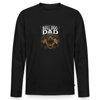Bulldog Dad Bulldog Father - Men's Premium Organic Long Sleeve Shirt - black - Front - Nico (187cm)