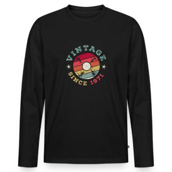 Millésime 1971 - T-shirt manches longues Premium bio Homme - noir - Devant - Nico (187cm)