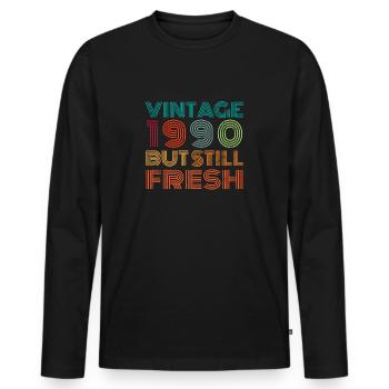 1990 Vintage - Männer Premium Bio Langarmshirt - Schwarz - Vorne - Nico (187cm)