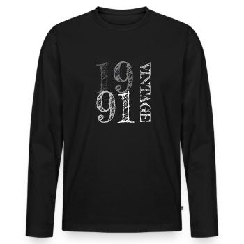 Millésime 1991 - T-shirt manches longues Premium bio Homme - noir - Devant - Nico (187cm)