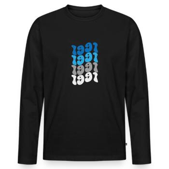 Millésime 1991 - T-shirt manches longues Premium bio Homme - noir - Devant - Nico (187cm)