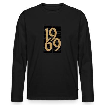Millésime 1969 - T-shirt manches longues Premium bio Homme - noir - Devant - Nico (187cm)