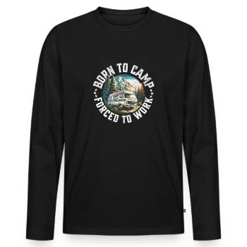 né pour camper forcer a travailler - T-shirt manches longues Premium bio Homme - noir - Devant - Nico (187cm)