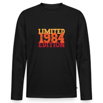 1984 Vintage - Männer Premium Bio Langarmshirt - Schwarz - Vorne - Nico (187cm)