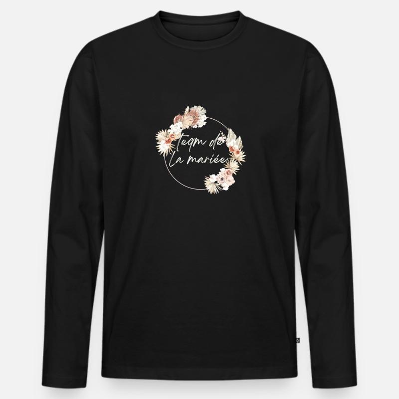 Brautteam Krone Boho Blumen - Männer Premium Bio Langarmshirt - Schwarz