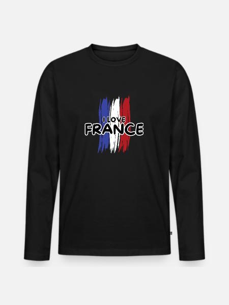 France flag blue white red - Men's Premium Organic Long Sleeve Shirt - black