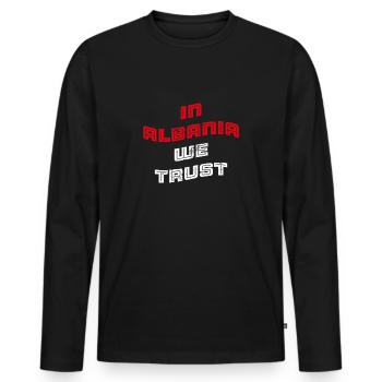 In Albania we trust - Männer Premium Bio Langarmshirt - Schwarz - Vorne - Nico (187cm)
