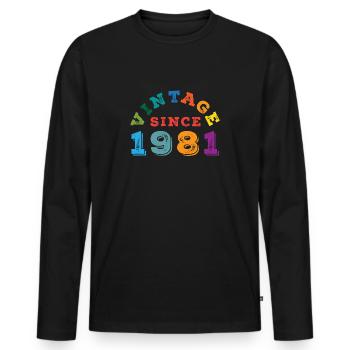 Vintage 1981 - Men's Premium Organic Long Sleeve Shirt - black - Front - Nico (187cm)