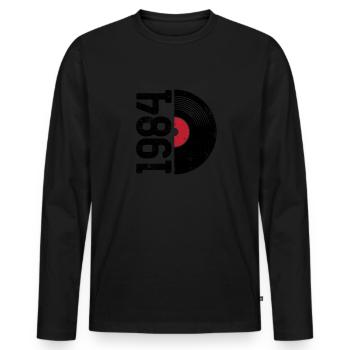 1984 Vintage - Männer Premium Bio Langarmshirt - Schwarz - Vorne - Nico (187cm)