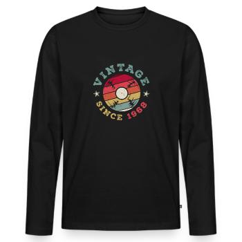 Millésime 1968 - T-shirt manches longues Premium bio Homme - noir - Devant - Nico (187cm)