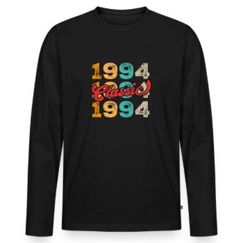 Vintage 1994 - Men's Premium Organic Long Sleeve Shirt - black - Front - Nico (187cm)
