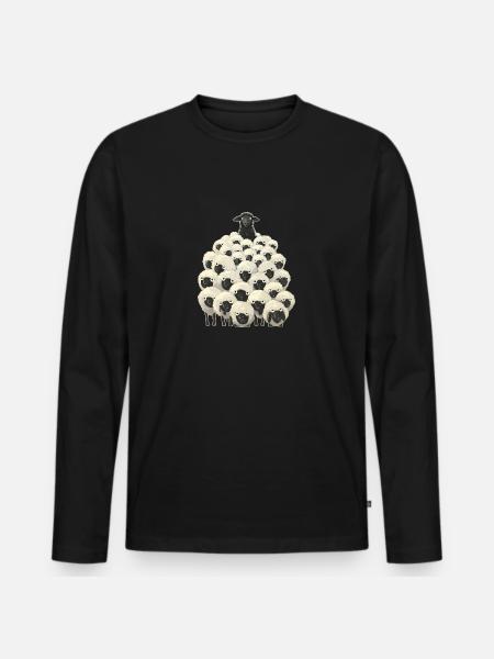Schwarzes Schaf - Männer Premium Bio Langarmshirt - Schwarz