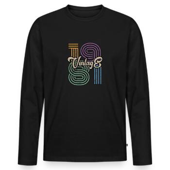 Millésime 1981 - T-shirt manches longues Premium bio Homme - noir - Devant - Nico (187cm)
