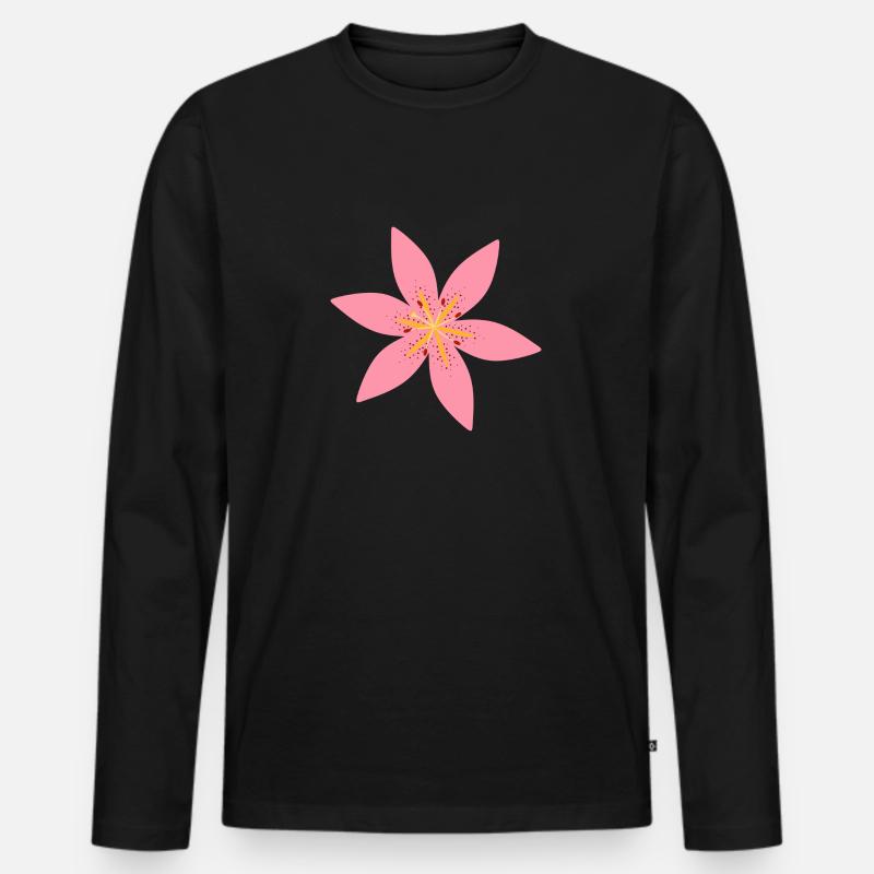 Lilienblume - Männer Premium Bio Langarmshirt - Schwarz