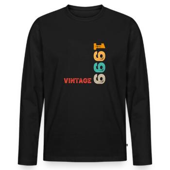 Millésime 1999 - T-shirt manches longues Premium bio Homme - noir - Devant - Nico (187cm)