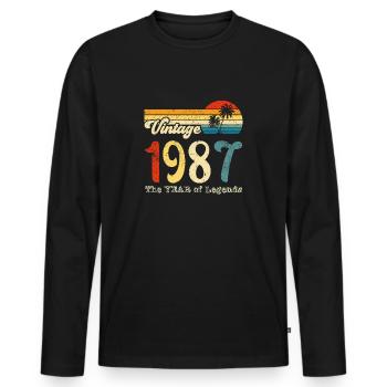 Millésime 1987 - T-shirt manches longues Premium bio Homme - noir - Devant - Nico (187cm)