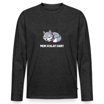 Cute Little Sleeping Wolf - Men's Premium Organic Long Sleeve Shirt - heather anthracite - Front - Nico (187cm)