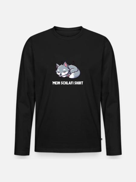 Cute Little Sleeping Wolf - Men's Premium Organic Long Sleeve Shirt - black