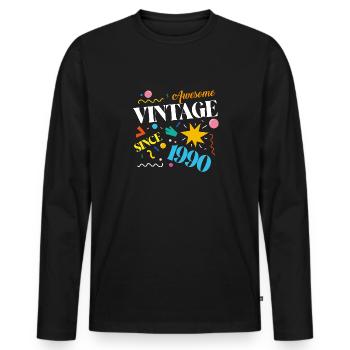 Millésime 1990 - T-shirt manches longues Premium bio Homme - noir - Devant - Nico (187cm)