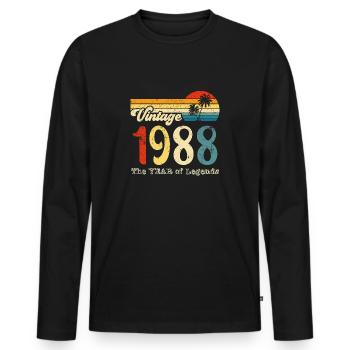 Millésime 1988 - T-shirt manches longues Premium bio Homme - noir - Devant - Nico (187cm)
