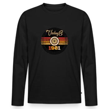 Millésime 1981 - T-shirt manches longues Premium bio Homme - noir - Devant - Nico (187cm)