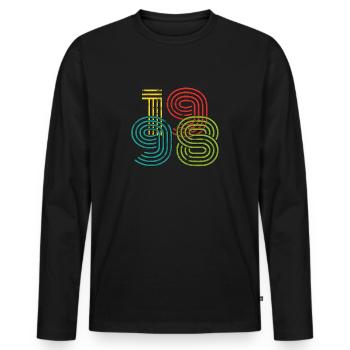 Millésime 1998 - T-shirt manches longues Premium bio Homme - noir - Devant - Nico (187cm)