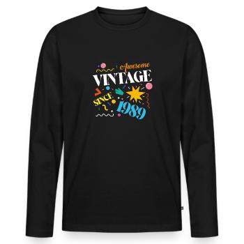 Millésime 1989 - T-shirt manches longues Premium bio Homme - noir - Devant - Nico (187cm)