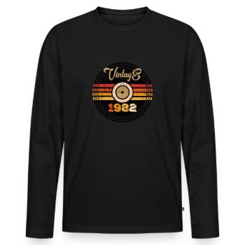 1982 Vintage - Männer Premium Bio Langarmshirt - Schwarz - Vorne - Nico (187cm)
