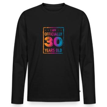 30. Geburtstag - Männer Premium Bio Langarmshirt - Schwarz - Vorne - Nico (187cm)