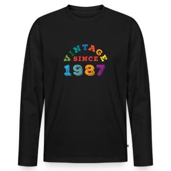 Millésime 1987 - T-shirt manches longues Premium bio Homme - noir - Devant - Nico (187cm)