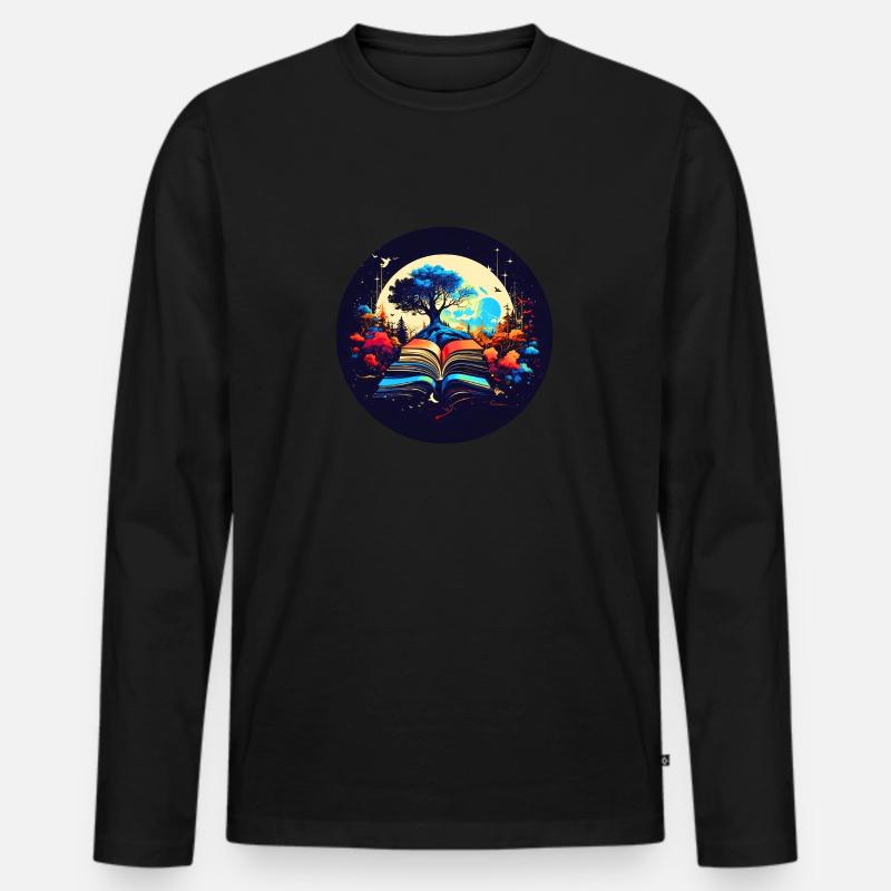 Verträumtes Leseerlebnis - Männer Premium Bio Langarmshirt - Schwarz