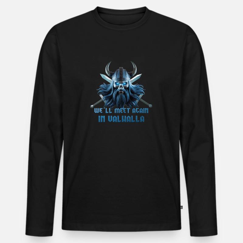 Wikinger Schädel 06 2024 06 - Männer Premium Bio Langarmshirt - Schwarz