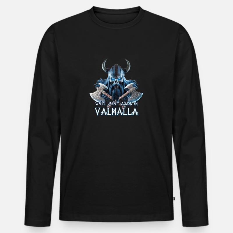 Wikinger Schädel 06 2024 12 - Männer Premium Bio Langarmshirt - Schwarz
