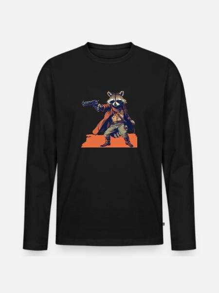 raccoon gunslinger - Men's Premium Organic Long Sleeve Shirt - black