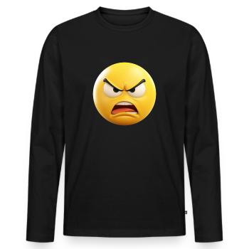 Wütend Emoticon Emotion - Männer Premium Bio Langarmshirt - Schwarz - Vorne - Nico (187cm)