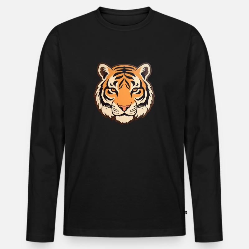 Tiger - Männer Premium Bio Langarmshirt - Schwarz