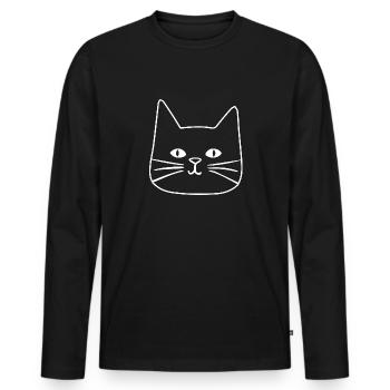 Katzen Katzendame Katzenfreund Katzengesicht - Männer Premium Bio Langarmshirt - Schwarz - Vorne - Nico (187cm)