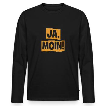 Ja Moin! - Guten Morgen - Nordsee - Ostsee - Anker - Männer Premium Bio Langarmshirt - Schwarz - Vorne - Nico (187cm)