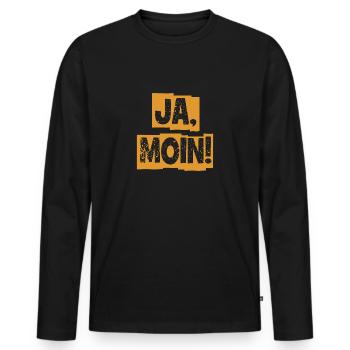 Ja Moin! - Guten Morgen - Nordsee - Ostsee - Anker - Männer Premium Bio Langarmshirt - Schwarz - Vorne - Nico (187cm)