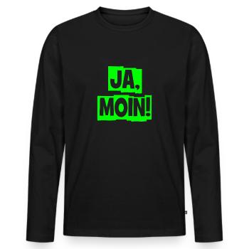 Ja Moin! - Guten Morgen - Nordsee - Ostsee - Anker - Männer Premium Bio Langarmshirt - Schwarz - Vorne - Nico (187cm)