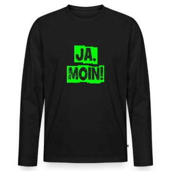 Ja Moin! - Guten Morgen - Nordsee - Ostsee - Anker - Männer Premium Bio Langarmshirt - Schwarz - Vorne - Nico (187cm)