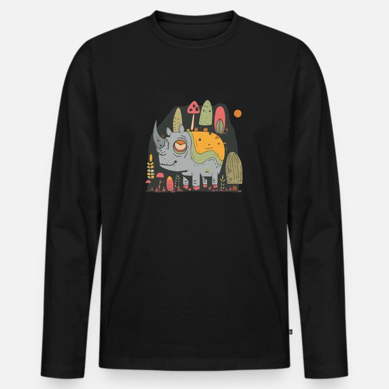 Müdes Nashorn - Männer Premium Bio Langarmshirt - Schwarz