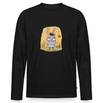 Lapin de mauvaise humeur - T-shirt manches longues Premium bio Homme - noir - Devant - Nico (187cm)