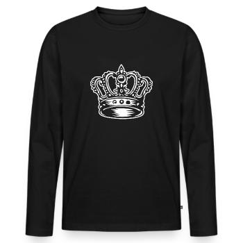 Couronne - T-shirt manches longues Premium bio Homme - noir - Devant - Nico (187cm)